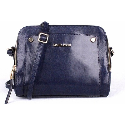 Marta Ponti Luxusní tmavědámská kožená crossbody kabelka A12 modrá