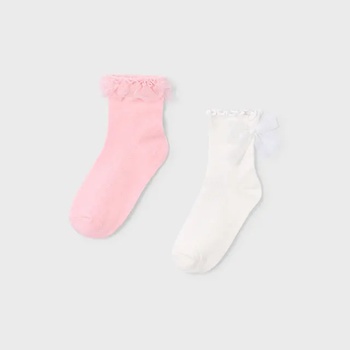 Mayoral Комплект 2чифта чорапи Розов и бял за мини момиче Mayoral
