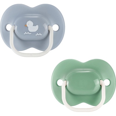 Tommee Tippee Ортодонтични залъгалки Tommee Tippee - AnyTime, Зелена и Синя с декор Пате, с кутия за стерилизиране, 18-36 m, 2 броя (TT.0284)