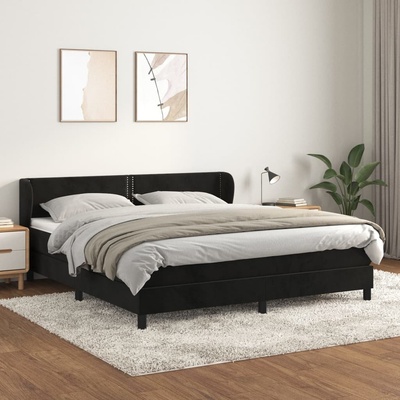 Petrashop 3127447 boxspring postel s matrací černá samet