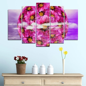 Vivid Home Декоративни панели Vivid Home от 5 части, Цветя, PVC, 160x100 см, Стандартна форма №0474