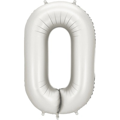 PartyDeco Fóliový balón narodeninové číslo 0 strieborný 86cm