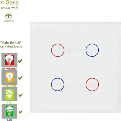 WiFi+RF Сензорен ключ за осветление - четворен - 40619