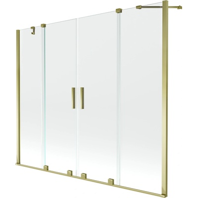 Mexen Velar Duo двукрилен плъзгащ се параван за вана 190 x 150 см, прозрачен, златен - 896-190-000-02-50 (896-190-000-02-50)