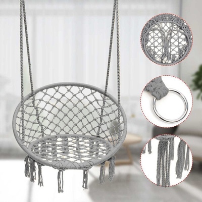 Funfit Високо столче Funfit Garden с макраме - сиво (2766)