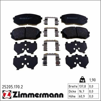 Sada brzdových destiček, kotoučová brzda ZIMMERMANN 25205.170.2