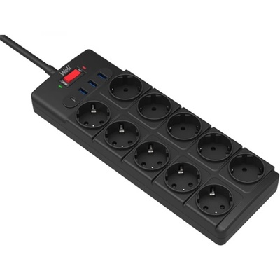 Well 10 Plug + 4 USB 2 m Switch (EXTS-10S2M-PROT/USBC4BK-WL)