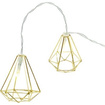 ACA Lighting LED vianočné girlanda Diamanty zlaté teplá biela 3xAA 160 cm IP20