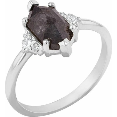 Eppi Zásnubný prsteň s hexagon salt and pepper diamantom Lanre R43456