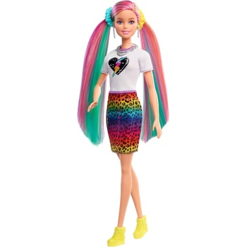 Barbie Leopardí s duhovými vlasy a doplňky