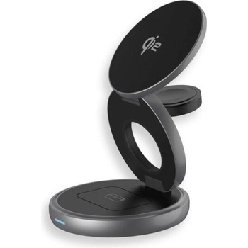 LMP Twist 3-in-1 MagSafe Qi2 Foldable Pad - преносима тройна поставка (пад) за безжично зареждане за iPhone с MagSafe, Apple Watch, AirPods и Qi съвместими мобилни устройства (ч