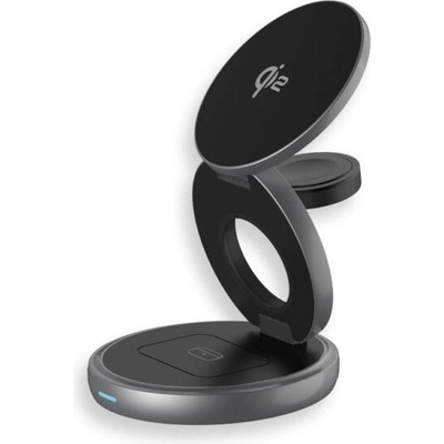 LMP Twist 3-in-1 MagSafe Qi2 Foldable Pad - преносима тройна поставка (пад) за безжично зареждане за iPhone с MagSafe, Apple Watch, AirPods и Qi съвместими мобилни устройства (ч