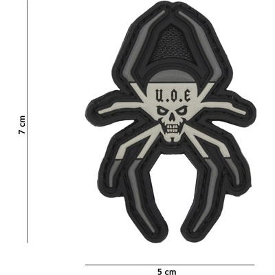 Gumová nášivka 101 Inc vlajka Spanish Spider - sivá