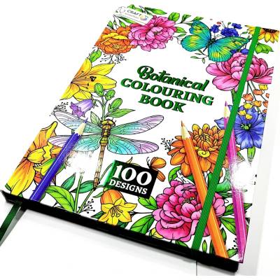 Omaľovánka A4 PRE POKROČILÝCH. BOTANICKÁ 100 VZOROV 200 GSM. TVRDÝ KRYT
