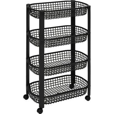 Kuchyňský servírovací vozík na kolečkách 4patrový černý prostorný 5five simply smart na úložení – Zboží Dáma