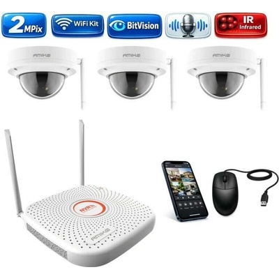 Amiko Wifi 3 kamerový set FullHD 2Mpix Dome 3200K3