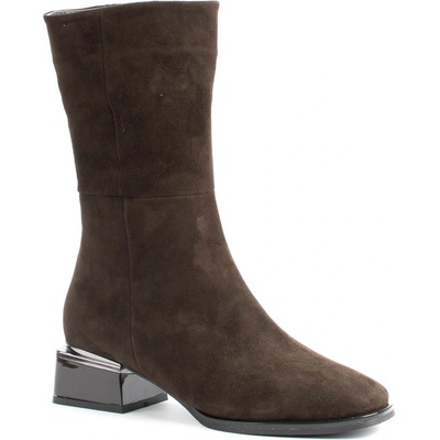 Дамски велурени боти в тъмно кафяво