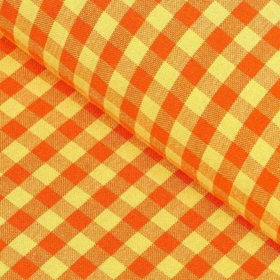Bavlněná látka Olivia OL-006 Oranžovo-žlutá kostka malá - šířka 150 cm