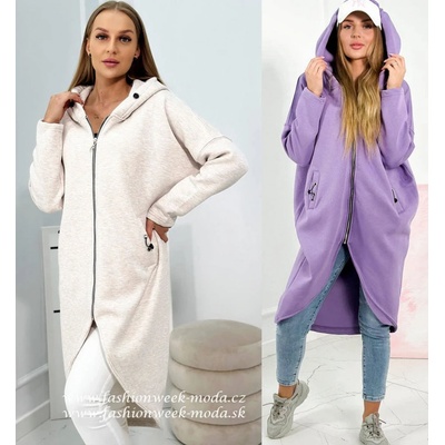Fashionweek Dlhá asymetrická zateplená mikina s kapucňou K9313 modrá