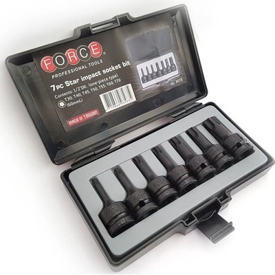 FORCE Вложки 1/2'' ударни комплект (Т30-Т70) Torx 7 части , FORCE JN10564/ 4078 (JN10564)