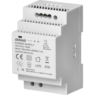 ORNO 24V Zdroj na DIN lištu DC, 2,5A, 60W
