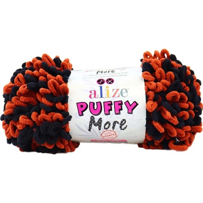 Alize příze Puffy More 6262 cihlově hnědá a černá