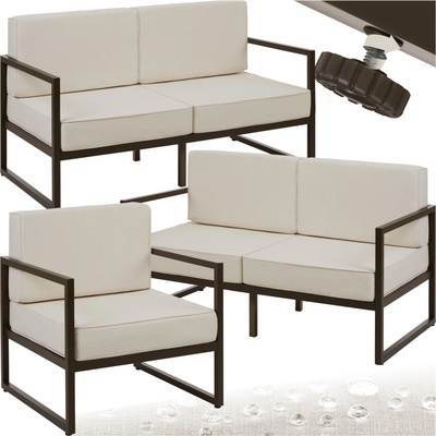 tectake 405524 zahradní sedací souprava comosa pro 5 osob, xxl-polstrování - hnědá/béžová