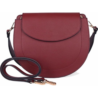 Vera Pelle Středně velká kožená pevná kabelka na rameno/crossbody no. 377 tmavěčervená