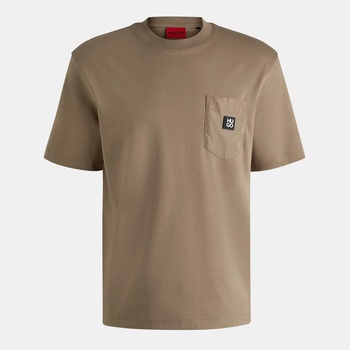 Hugo Тениска Hugo Men's Dombiro 01 Red Cotton T-Shirt - Med Brown 219