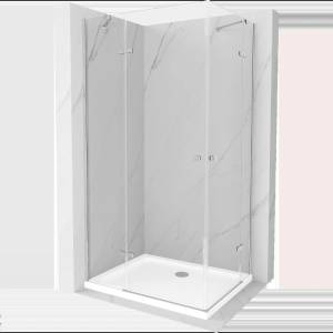 Mexen Roma Duo отваряема душ кабина 100 x 90 см, прозрачна, хром + корито Flat (854-100-090-01-02-4010)