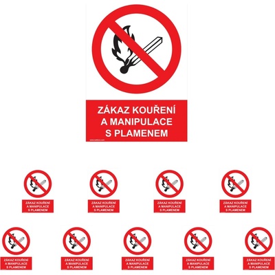 Walteco Zákaz kouření a manipulace s plamenem 210x297mm, formát A4, samolepka Množství: 10 ks , 20041BP2
