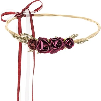 PartyDeco Диадема с тъмночервени цветя