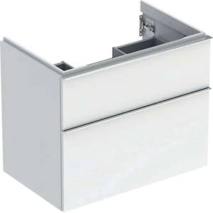 Geberit iCon - Шкафче за умивалник 74x62x48 см, 2 чекмеджета, лъскаво бяло 502.304. 01.2 (502.304.01.2)