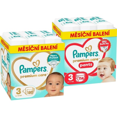 Pampers Premium Care 3 114 ks + Pampers Premium Care 3 180 ks