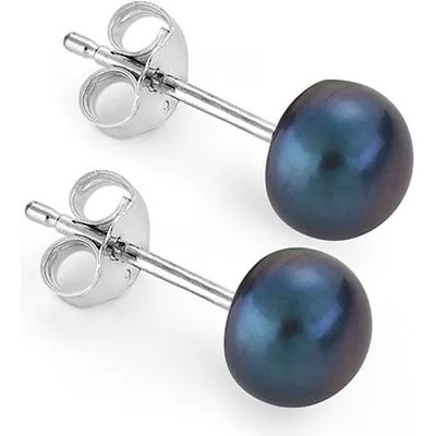 Swan Сребърни обици със сладководни черни перли 6-7 мм E6065B Swan