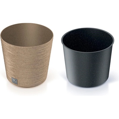 Prosperplast Kvetináč FURU ROUND LOW ECO WOOD s vkladom 25 cm naturálny