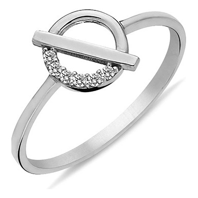 Lillian Vassago prsten z bílého zlata se zirkony geometrické tvary LLV98 GR063W