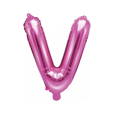 PartyDeco Балон от фолио Mini - Буква V 35см розов