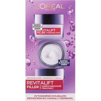 L'Oréal Paris Revitalift Filler HA denní pleťový krém Revitalift Filler HA 50 ml + noční pleťový krém Revitalift Filler HA 50 ml dárková sada