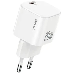 USAMS Бързо зарядно устройство USAMS CC260 20W GaN Mini Fast Charger, бяло (CC260TC02)
