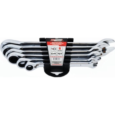 AWTools Ráčnové otevřené klíče sada 6 kusů, 8–19 mm AW39995