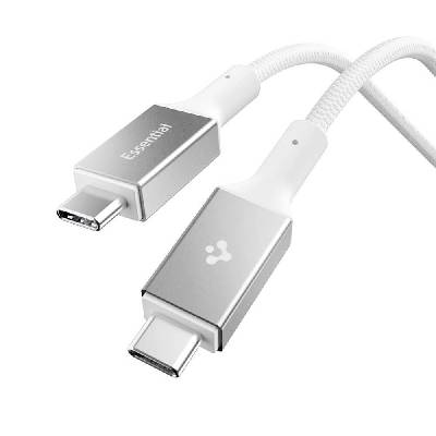 Здрав USB4 кабел с Thunderbolt 4 за устройства с USB-C порт - Spigen Essential USB-C to USB-C Cable 240W (бял) (150 см)