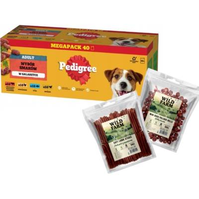 Pedigree Adult Mix príchutí v želé s hovädzím kuracím jahňacím a hydinovým mäsom 40x100 g