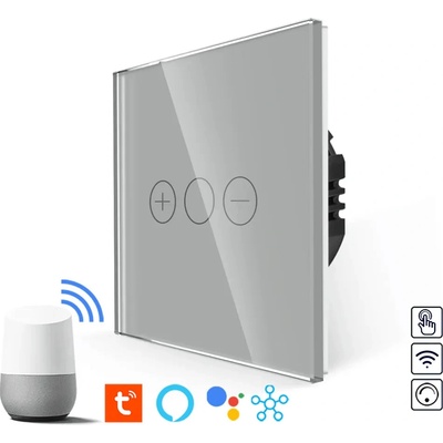 Revolo Touch WiFi dotykový stmievač trojtlačidlový č.1 - Strieborný