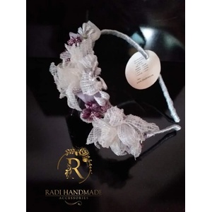 Radi handmade Диадема в екрю сиво и лилаво (041)