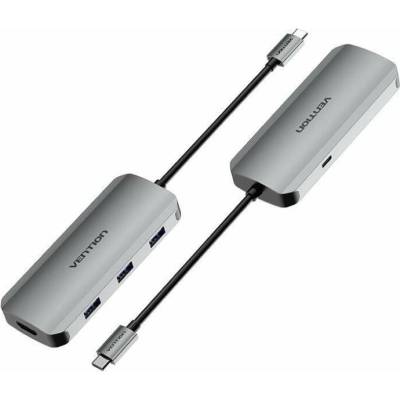 Докинг станция Vention TODHB, от USB-C към USB-C(PD), 3x USB A, 1x HDMI, 100W, сива (TODHB)
