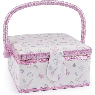 Kazeta / košík na šití čalouněný, střední, 1 krémová nejsvět. galanterie