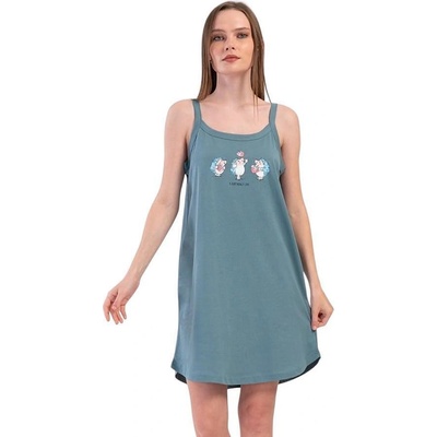 Сиво-зелена макси нощница с таралежи