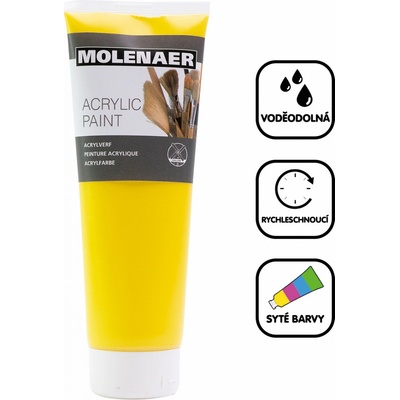 Molenaer akrylová barva 250 ml žlutá – Zboží Dáma