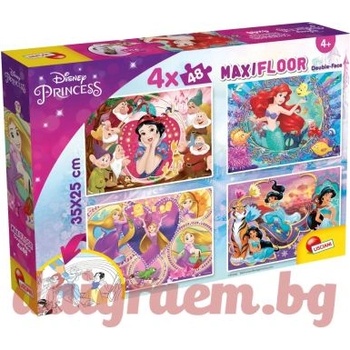 Lisciani Пъзел LISCIANI 91744 - 4 x 48 части - Дисни Принцеси, двулицеви пъзели (LI91744)